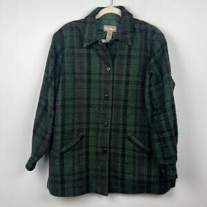 Vintage TanJay wool blend plaid green & black shacket size 16